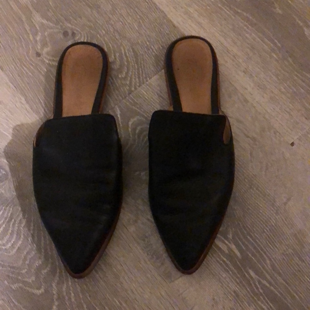 Black leather loafers